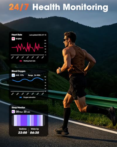 GPS Smart Watch for Men, 100-Day Battery, Bluetooth Call with Flashlight