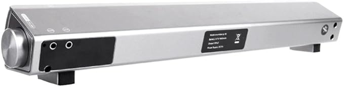 Powerful Portable Soundbar for iMac MacBook PC iPhone Bluetooth 3.0 +EDR, Speakerphone, Powerful 1800mAh Lithium Battery, Super Bass, 3D Stereo Surround Sound 2.0 Channel, Home Cinema System (Silver)