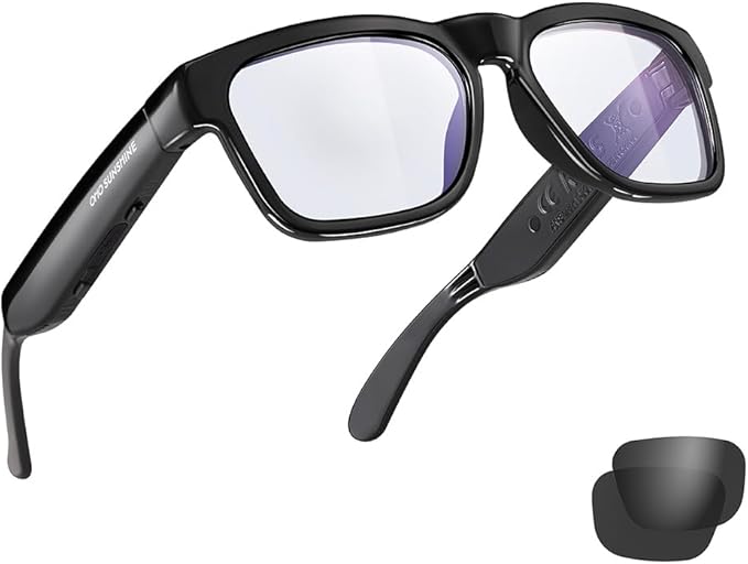 OhO sunshine Bluetooth Glasses: Voice Control and Open Ear Style Smart Glasses to Listen Music & Calls, UV400 Protection Lens