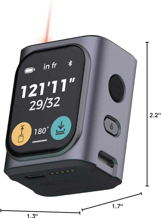 HOZO M-Cube Laser Measuring Tool,164ft/50m,±1/16 inch Accuracy,Rechargeable Modular Laser Measurement Tool for Area,Volume,Pythagorean,Big Number LCD Display | Bluetooth App,Small Laser Tape Measure