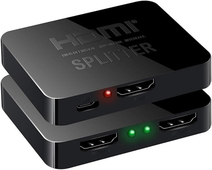 HDMI Splitter 1 in 2 Out [with USB Cable] 4K 1x2 HDMI Splitter Repeat/Mirror Screen Only (Not Extend), 1 Source Extend to 2 Display Devices