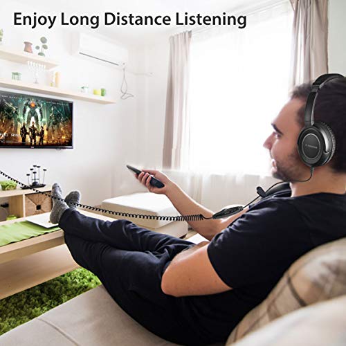 Avantree HF039 Wired Long Coiled Cord Headphones for TV and PC
