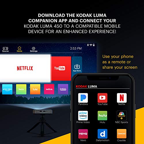 KODAK Luma 450 Smart Projector, Native 1080p, WiFi, Tripod