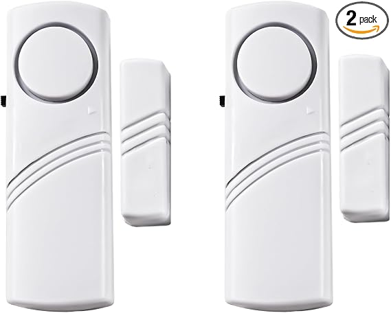2 Pack Door Window Alarm, Magnetic Sensor Alert, Home Security System for House and Office