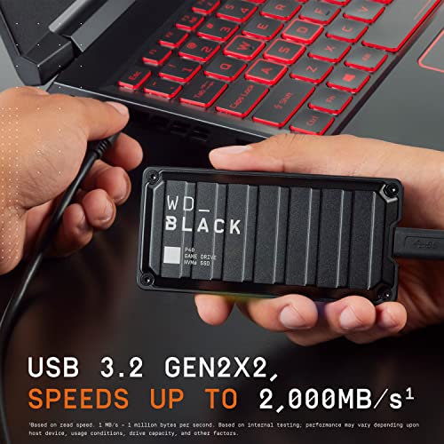 Western Digital 1TB P40 Game Drive SSD - Up to 2,000MB/s, RGB Lighting, Portable External Solid State Drive , Compatible with Playstation, Xbox, PC, & Mac - WDBAWY0010BBK-WESN