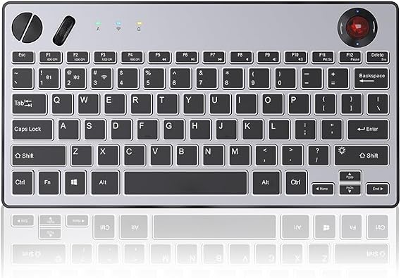 Three Modes Backlit Wireless Trackball Keyboard, 78 Keys, 800-1600 CPI Adjustable,Ergonomic, rechargeable, silent Bluetooth 5.4/2.4G/Wired, for Windows/Mac/iOS/Android/TV box/HTPC/pc/Remote Controller