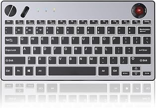 Three Modes Backlit Wireless Trackball Keyboard, 78 Keys, 800-1600 CPI Adjustable,Ergonomic, rechargeable, silent Bluetooth 5.4/2.4G/Wired, for Windows/Mac/iOS/Android/TV box/HTPC/pc/Remote Controller - Image 1