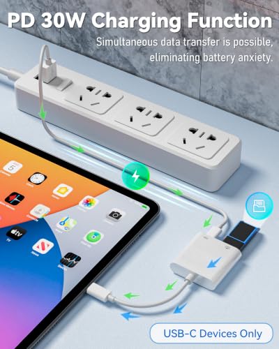 USB C to USB Camera Adapter with 30W PD Charging Port