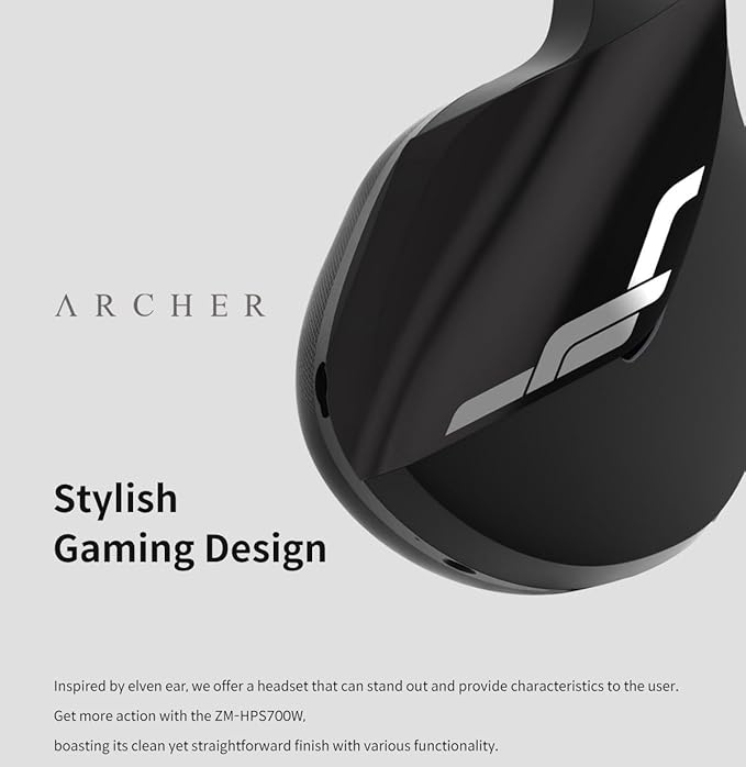 Zalman HPS700 Archer, Wireless Headset with Gaming, Music, Live Sound Modes, LED Indicator, Detachable Microphone, USB-C to A Charging Cable, Premium Woven Fabric Memory Foam Ear Cushions (Black)