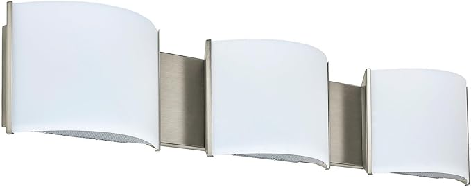 LED Wall Sconce Lights Indoor Sconces Wall Lighting LED Vanity Lights, Brushed Nickel 3 Light Bathroom Vanity Light Fixtures with White ABS Shade for Hallway Bedroom Living Room