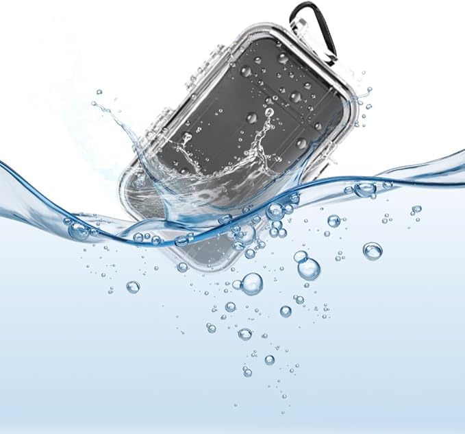 Small Waterproof Storage Case, Outdoor Survival Waterproof Dry Box Protective Case Shockproof Airtight Carry Box Container Floating Hard Shell for EDC Tools Phone Keys Watches Travel Fishing