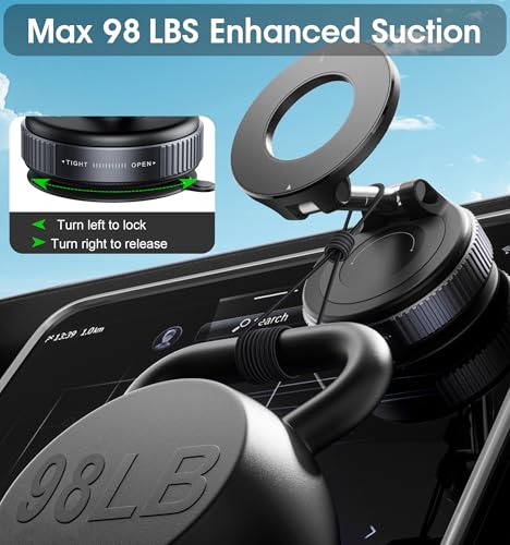 Magnetic Car Phone Holder — 360° Vacuum Mount, 96lb Grip - Image 4