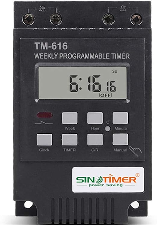 TM616 12V Weekly Programmable Timer 30A Digital Time Switch, Din Rail Mount-18 On/Off Setting Bell Countdown Timer (Black)