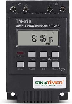 TM616 12V Weekly Programmable Timer 30A Digital Time Switch, Din Rail Mount-18 On/Off Setting Bell Countdown Timer (Black)