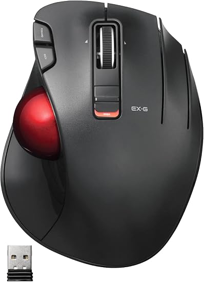 ELECOM EX-G Trackball Mouse, 2.4GHz USB Wireless, Ergonomic Design
