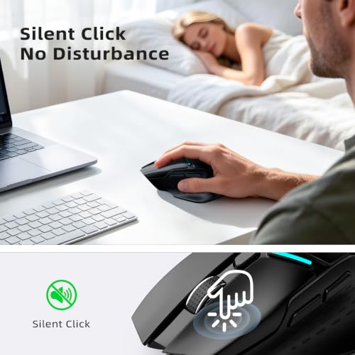Uineer Wireless Mouse, Tri-Mode Bluetooth Mouse, USB-A Wired and 2.4G,
