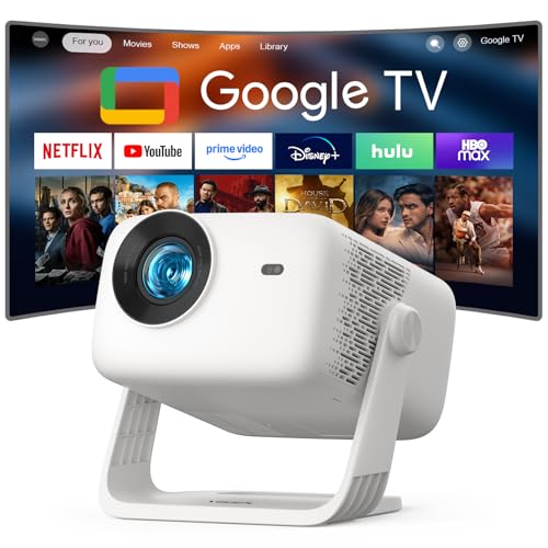 【Google TV & 3500ANSI & 4K】Smart Projector with WiFi and Bluetooth, VISSPL AI Auto Focus & Auto Keystone Portable Outdoor Overhead Projector, Movie Home Theater Gaming Projectors for Bedroom Ceiling