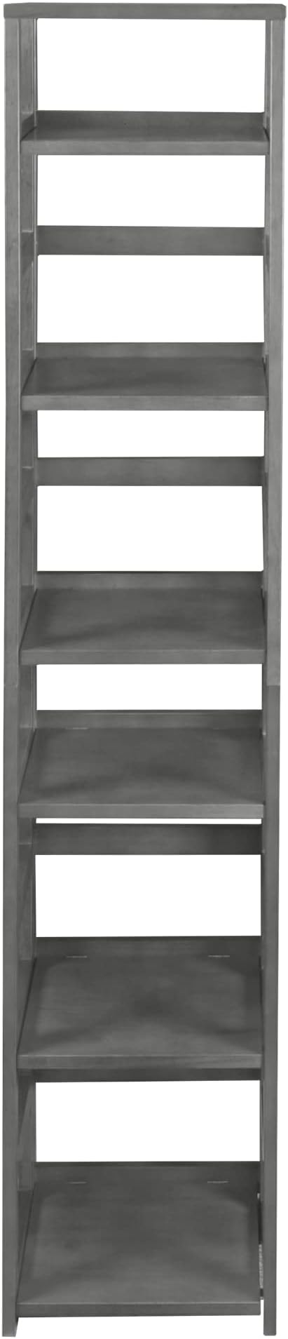 Niche Flip Flop 67 Inch Folding 6-Shelf Square Bookcase, No Tools Assembly, Sturdy Solid Wood, Easy Setup, Space-Saving Bookshelf for Home, Office, Dorm, Living Room, Bedroom, Grey Finish