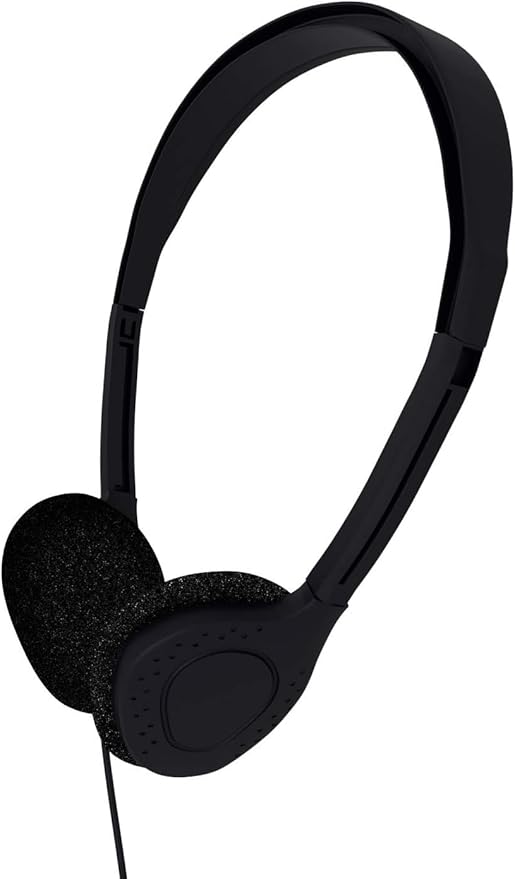 Maeline Bulk Classroom Student Headphones On Ear Stereo Headphones Adjustable Band & Foam Cushions for Kids Online Learning, Library, School, Airplane, Travel - 3.5mm Plug - 10 Pack - Black
