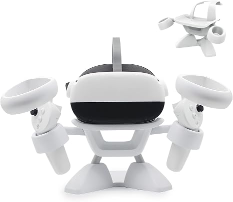 Dollox VR Stand, VR Headset Stand VR Display Holder Storage Virtual Reality Headset Desktop Display Stand for Oculus Quest 2, Quest 3/3s, Rift, Rift S, Valve Index Headsets & Touch Controllers