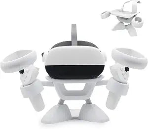 Dollox VR Stand, VR Headset Stand VR Display Holder Storage Virtual Reality Headset Desktop Display Stand for Oculus Quest 2, Quest 3/3s, Rift, Rift S, Valve Index Headsets & Touch Controllers