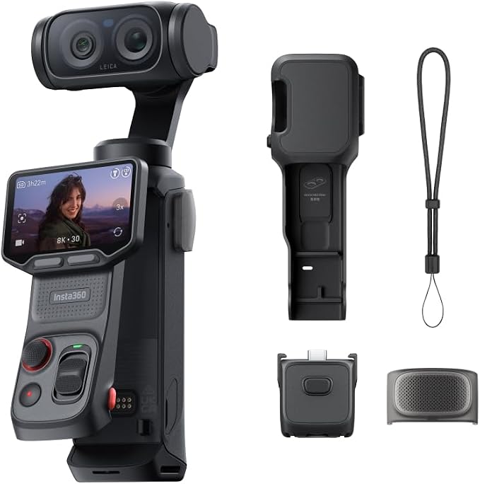 Insta360 Luna Ultra - 8K Vlogging Camera with Dual Leica Lenses, 12× Zoom, 1" Sensor, Detachable 2" Touchscreen, Triple AI Chip, Pocket Gimbal Camera for Vlog Photography-Cosmic Black