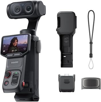 Insta360 Luna Ultra - 8K Vlogging Camera with Dual Leica Lenses, 12× Zoom, 1" Sensor, Detachable 2" Touchscreen, Triple AI Chip, Pocket Gimbal Camera for Vlog Photography-Cosmic Black