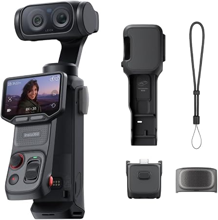 Insta360 Luna Ultra - 8K Vlogging Camera with Dual Leica Lenses, 12× Zoom, 1" Sensor, Detachable 2" Touchscreen, Triple AI Chip, Pocket Gimbal Camera for Vlog Photography-Cosmic Black
