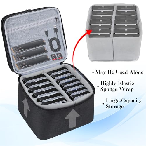 Hard Drive Case,14 -Bay Protective Storage Bag for 3.5" HDD
