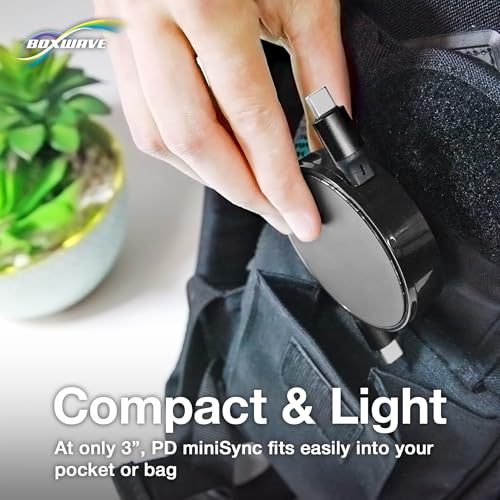 BoxWave Cable Compatible with Tronsmart Halo 100 Portable Party Speaker - PD miniSync (240W), Retractable PD 240W Portable USB Type-C Cable - Jet Black