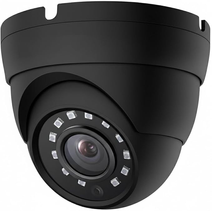 2MP Dome TVI AHD CCTV Surveillance Security Camera, 2.8mm 100° Wide Viewing Angle, 1080P Dome Camera, 65ft Night Vision, Outdoor, Compatible with Analog TVI AHD CVI DVR, Full Metal Housing, Black