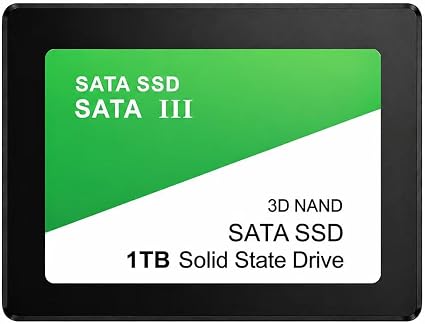SATA 1TB III Internal SSD, 2.5" Solid State Drive with 3D NAND Technology, Computer Hard Disk Storage Upgrade for Desktop and Laptop -Green