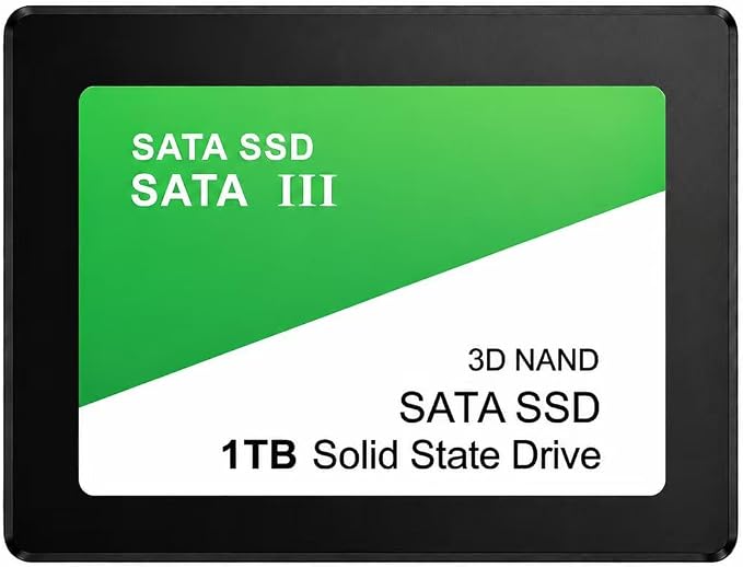 SATA 1TB III Internal SSD, 2.5" Solid State Drive with 3D NAND Technology, Computer Hard Disk Storage Upgrade for Desktop and Laptop -Green