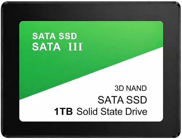 SATA 1TB III Internal SSD, 2.5" Solid State Drive with 3D NAND Technology, Computer Hard Disk Storage Upgrade for Desktop and Laptop -Green