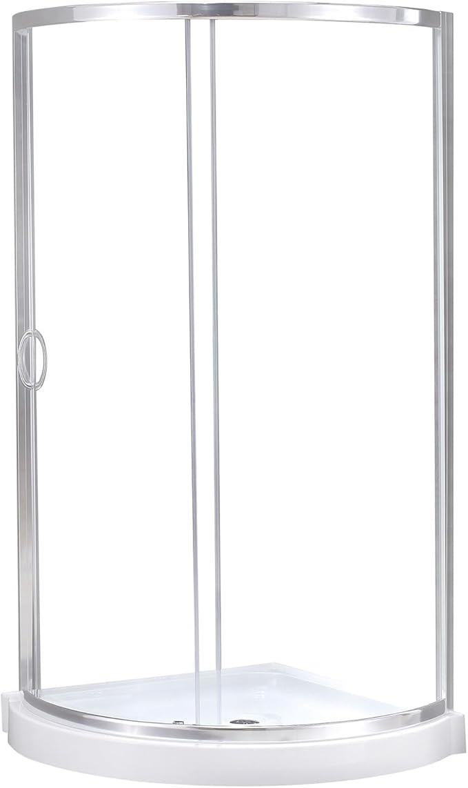 OVE Decors Breeze 34 in. Corner Shower Clear Sliding Door with Base in Chrome Finish