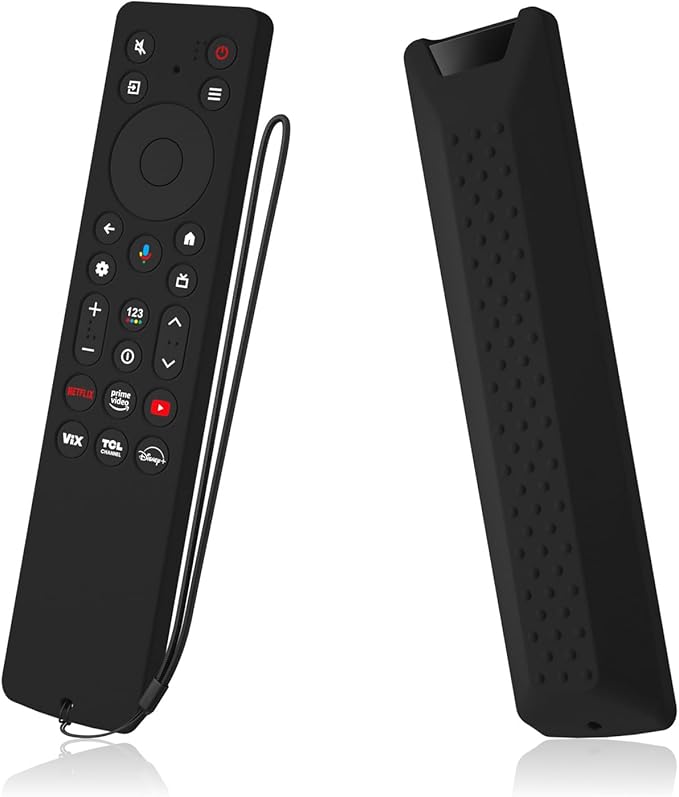 Silicone Cover for TCL RC813A Remote 2025 QM6K Series Remote Silicone Protective Skin Case Anti-Slip Cover with Lanyard(Black)