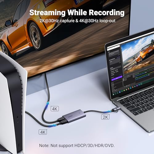 UGREEN 4K@30Hz Loop Out HDMI Capture Card for 2K 30FPS 1080P 60FPS USB 3.0 - Image 5