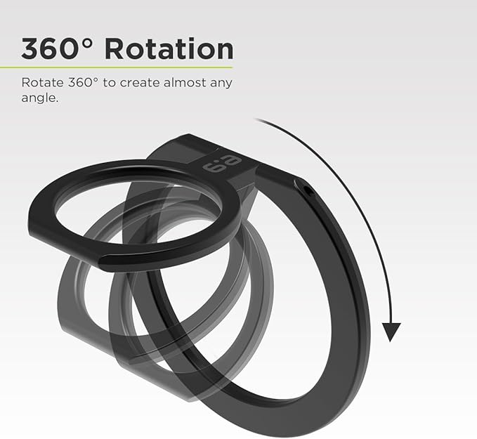 PureGear Magnetic Phone Grip Ring Stand, Magnetic Phone Ring Holder for MagSafe iPhone Air, 17, 17Pro, 17ProMax, 16, 16Pro, 16Plus, 16ProMax, 15, 15Plus, 14, 13, 12, Adjustable Kickstand (Black)
