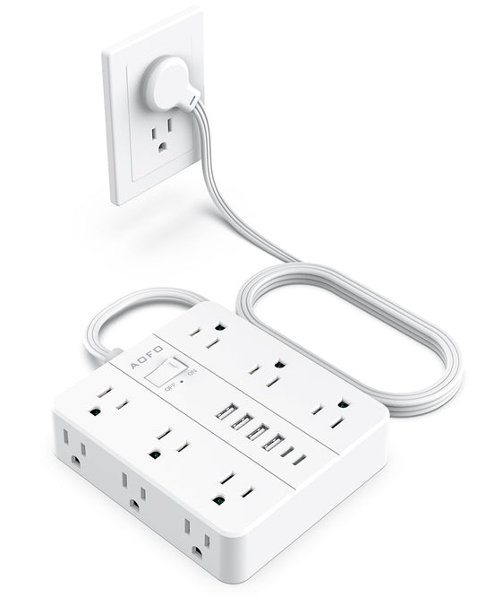 Power Strip Flat Plug,AOFO 5FT Extension Cord with Multiple Outlets