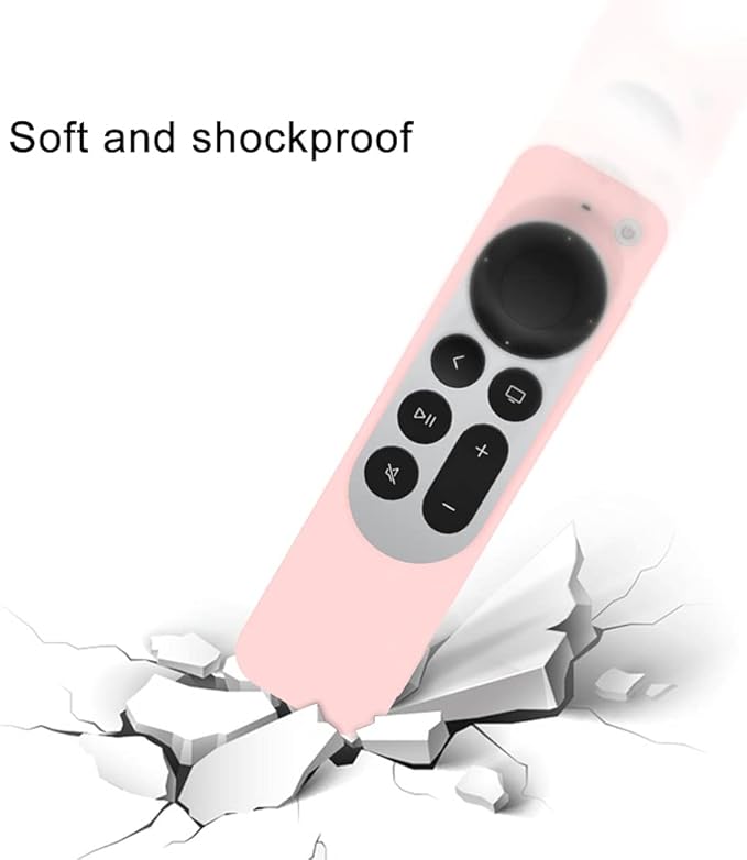 DamonLight Case for Apple TV Siri Remote 4K with Airtag Case [Lanyard Included][Heavy Shock Absorption] for Apple TV Siri Remote 4th Generation (Pink)