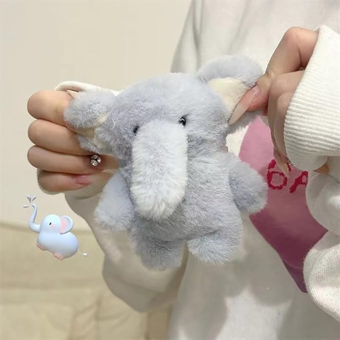 Yatchen Plush Case for AirPods 3,Kawaii Cute 3D Cartoon Fur Blue Elephant Funny Furry Airpods 3rd Generation Cover with Keychain Protector Women Girls for AirPods 3