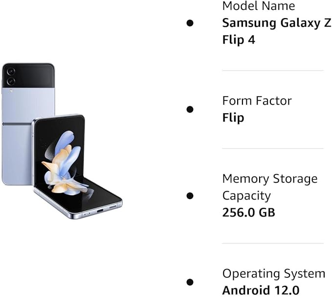 Samsung Galaxy Z Flip 4 5G, US Version, 256GB, Blue - GSM Carriers (Renewed)