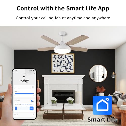 Universal Smart WiFi Ceiling Fan Remote Control Kit, Compatible with Alexa, Google Assistant and Smart Life App, No Hub Required DIMMER