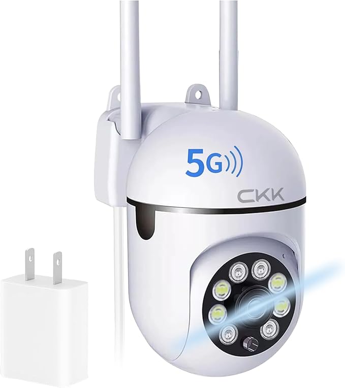 CKK 1080P Security Camera Wireless, 2MP PTZ WiFi Home Camera (2.4G/5G Dual-Band), 360° Pan/Tilt, Color Night Vision, Motion Alerts, 2-Way Audio, Compatible with Alexa, SD/Cloud Storage