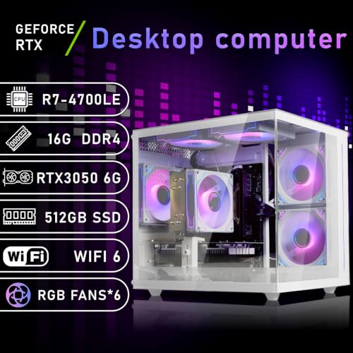 suevery Ryzen7 Prebuilt Gaming PC Bundle Desktop Computer White - Image 3