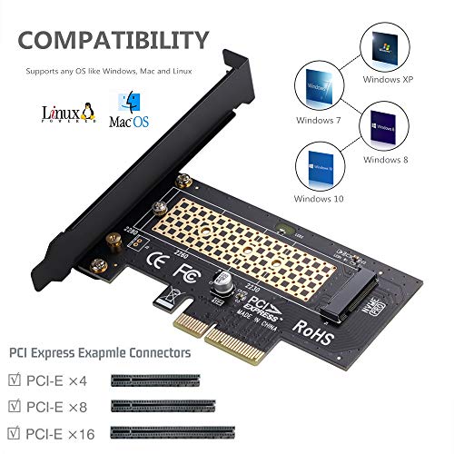 M.2 NVME to PCIe 4.0 x4 Adapter with Aluminum Heatsink Solution