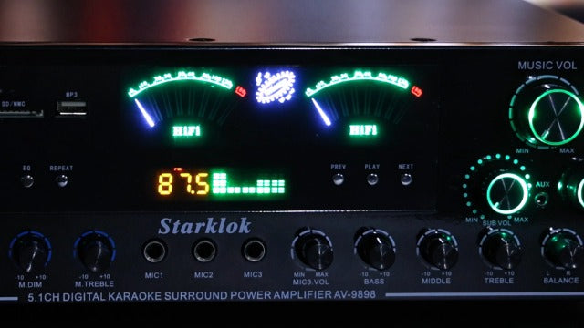 3000W Peak 5.1-Channel Home Audio Power Amplifier – HiFi Stereo Amplifier with Subwoofer, 3 Microphone Inputs, USB/SD Card Reader, Remote Control for Karaoke & Home Theater