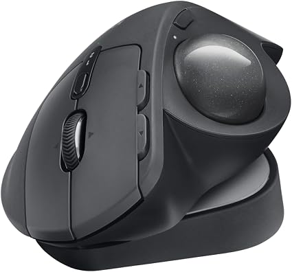 Logitech MX Ergo S Advanced Wireless Trackball Mouse, USB-C Rechargeable Wireless Ergonomic Mouse with Bluetooth and Encrypted Dongle, 6 Programmable Buttons, for PC/Mac
