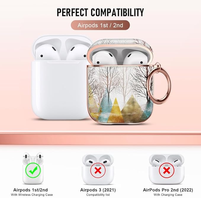 Maxjoy for AirPods 2nd Generation Case, Unique Design Hard Protective Shockproof Airpods Case Cover with Keychain Compatible with Apple AirPods 1st/2nd Charging Case, Sea Tree Lanyard