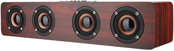 Wooden Bluetooth Speaker, 12W TV Computer Speaker Sound with 4 Bass Subwoofer Support Bluetooth, AUX, TF Card, FM(#1)